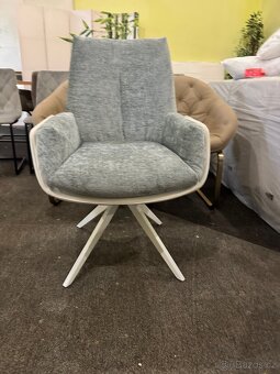 Nová Jídelní židle křesílko pravá kůže-látka - 3