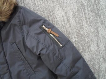 Modrá bunda bundička s kožíškem - 152 - 3