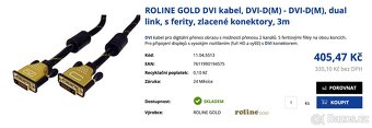 DVI (3m) a DisplayPort (7,5m) - Velmi kvalitní video kabely - 3