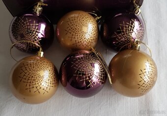 Rezervace -Vánoční ozdoby – fialové a zlaté - sada - 3