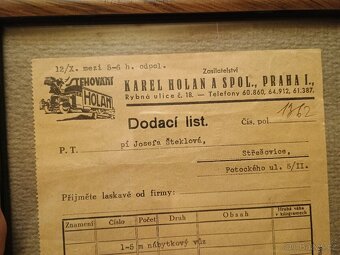 Starý dodací list v ramecku - 3