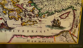 HISTORICKÁ  MAPA  EVROPY  /  obraz  57,5 x 40,5cm  / - 3