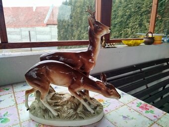Porcelánová soška,srnec se srnou - 3