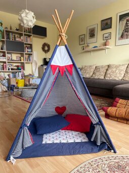 Dětský stan Teepee, týpí, típí - námořní motiv - 3