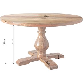 Kulatý stůl z masivu 138cm dřevo palisandr - 3