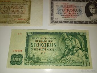 BANKOVKY 100 KČS 1945-1961, 3 RŮZNÉ EMISE - 3