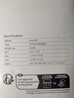 Baristický mlýnek na kávu AMZCHEF, použitý, stav velmi dobrý - 3