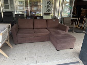 Rozkládací rohová sedačka s úl. prostorem hnědá - 3