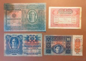 Sada Rakousko-Uherských bankovek - 6 kusů - 3