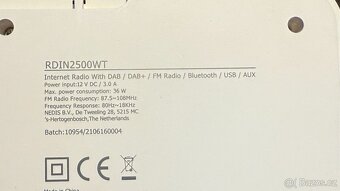 Nedis RDIN2500WT internetové radio, DAB+, FM, BT, hodiny - 3