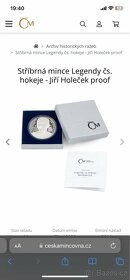 Stříbrná mince Legendy čs. hokeje - Jiří Holeček proof - 3