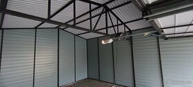 Plechová garáž imitace dřeva 6x6+2m kůlna - 3