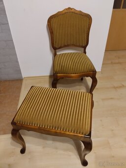 Barokní židle + taburet, rustikální, starožitný nábyte - 3