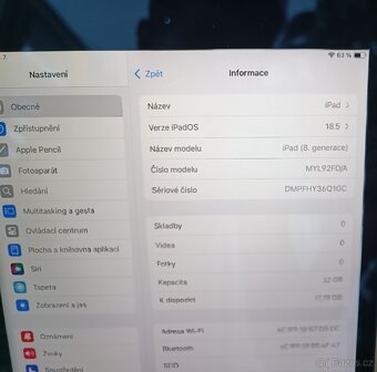 Apple iPad 8 gen.,32GB Uložiště, 3GB RAM, IOS 18.5 - 3