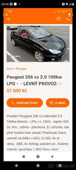 Prodám Peugeot 206 CC,2.0, 100kwCabrio - 3