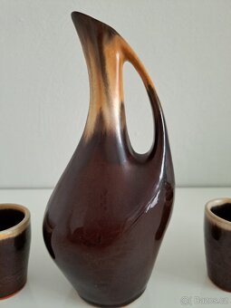 Retro keramická sada – karafa + 6 kalíšků - 3