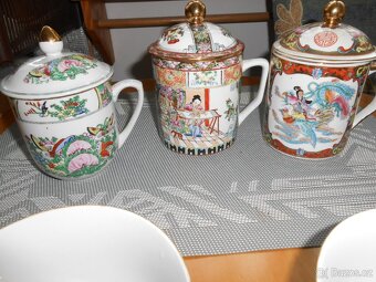 Starý čínský porcelán 11kusů - jedna špička víčka přilepená - 3