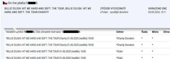 2 Vstupenky na koncert Billie Eilish 1.6. 2025 v Praze. - 3
