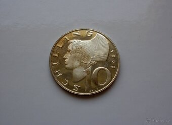 Stříbrný 10 Schilling 1969 PROOF, RR - 3