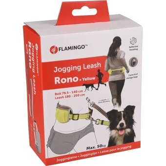 Pás na běhání se psem - Flamingo Rono - žlutý (pes do 50 - 3