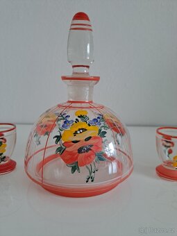 Ručně malovaná retro sada – karafa + 7 panáčků, 60.–70. léta - 3