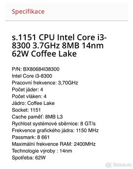 Intel core i3-8300 3,7GHz - 3