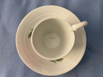 Starožitný porcelánový hrnek s podšálkem Míšeň Empír - 3