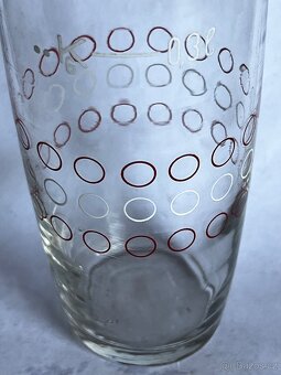 Stará pivní hospodská sklenice Kroužky červené/bílé - 3