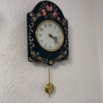 Nástěnné selské dřevěné hodiny ručně malované - 3
