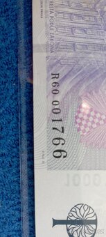 1000 Kč s přítiskem UNC, série R60 - 3