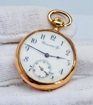 18K CELO ZLATÉ KAPESNÍ HODINKY CHRONOMETRE LIP S ETUI A ŘETÍ - 3