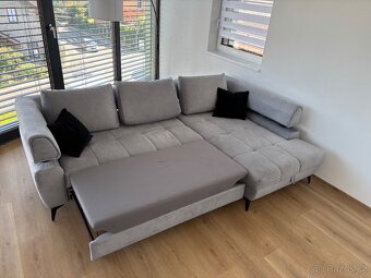 Rohová sedací souprava Paris, světle šedá látka, pravý roh - 3