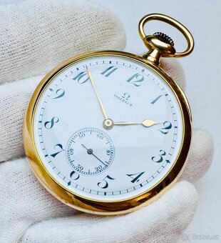 14K ZLATÉ PÁNSKÉ KAPESNÍ HODINKY OMEGA SE ŠATLÉNEM - FUNKČNÍ - 3