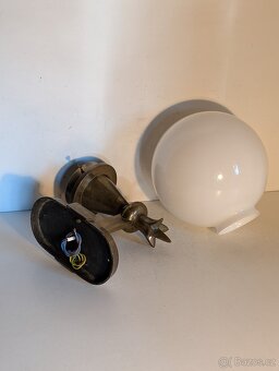 Art Deco kubistická mosazná nástěnná lampa, lampička - 3