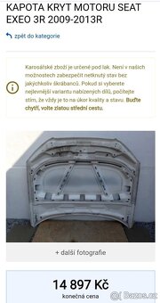 Víko motoru kapota Seat Exeo r.v.2008-2013 - 3