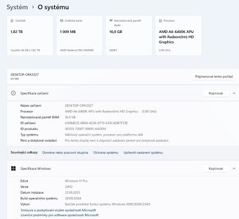 Asus AMD PC,AMD A6-6400K,WIN 11,RAM 16GB,HDD 2TB,monitor - 3