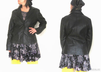 Černá dámská kožená bunda - 3