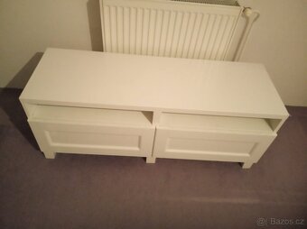 TV stolek se zásuvkami, bílá/Hanviken/Stubbarp bílá, 120x42x - 3