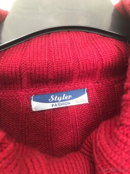 Teplý svetr na knoflíky - vínový XL/XXL - 3