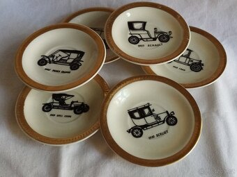 Retro porcelánové talířky s automobily, dekorativní - 3