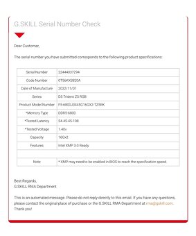 G.Skill DDR5 32GB (2x16GB) 6800MHz - 3