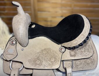 Westernový sedlový komplet 16) světle přírodní - 3