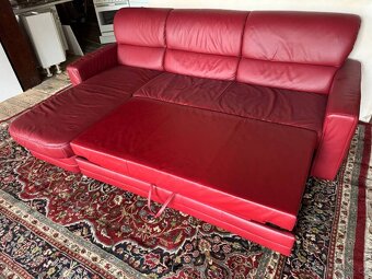 Rohová rozkládací kožená sedačka, 5276 - 3