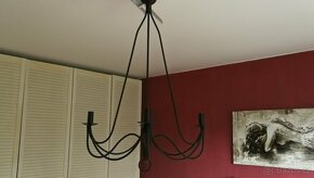 Kovaný lustr černý - 4 svíčky žárovky - rustikální Iron Art - 3