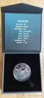 Luxusní stříbrná mince 1 oz Titanic Black Proof - 3