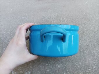 Smaltovaný modrý hrnec, průměr 20 cm - 3