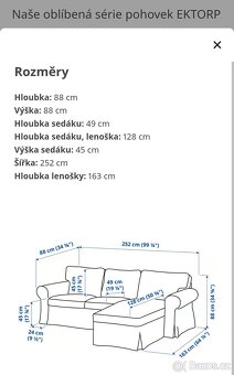 Pohovka Ektorp Ikea, béžová, prací potah - 3