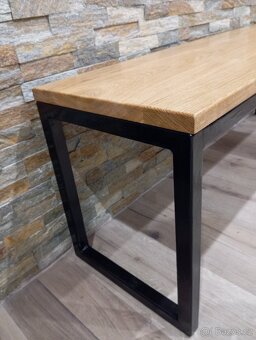 Lavička masiv dub/kov bílá nebo černá - 3