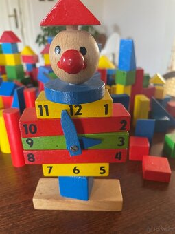 Dřevěné barevné kostky + hodiny - 3