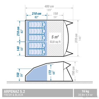Prodam Prutový stan Arpenaz 5.2 F&B (2 loznice ) - 3